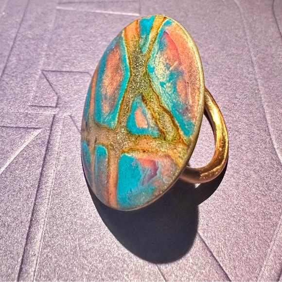 Vintage turquoise & bronze ring - Picture 2 of 3